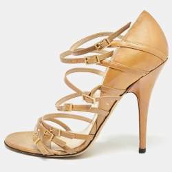 Jimmy Choo Brown Patent Strappy Sandals Size 37.5 