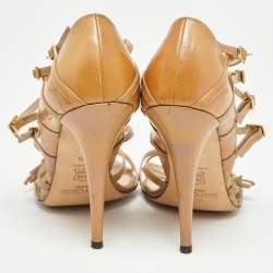 Jimmy Choo Brown Patent Strappy Sandals Size 37.5 