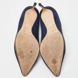 مملوكة مسبقًا Jimmy Choo Navy Blue Suede Romy Pointed Toe Pumps Size 40.5