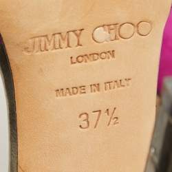 Jimmy Choo Purple/Metallic Grey Suede and Leather Ankle Strap Sandals Size 37.5