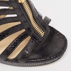Jimmy Choo Black Snakeskin Glenys Sandals Size 38.5