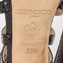 Jimmy Choo Black Snakeskin Glenys Sandals Size 38.5