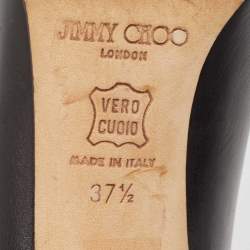 Pre Owned Jimmy Choo Black Leather Round Toe Pumps Size 37.5