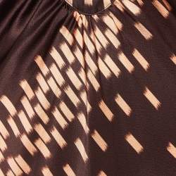 Johanna Ortiz Brown Voragine Abstract Print Silk Maxi Dress S