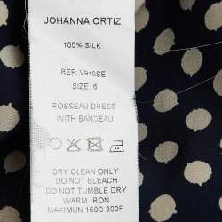 Pre Owned Johanna Ortiz Navy Blue Polka Dot Silk Ruffled Rousseau Maxi Dress M