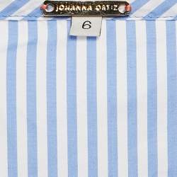 Johanna Ortiz Blue Stripe Cotton Blend Wrap Around Blouse M