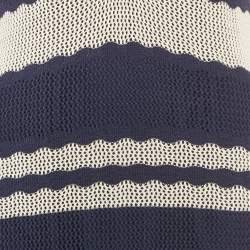 مملوكة مسبقًا Johanna Ortiz Off-White/Navy Blue Knit Sleeveless Fringed Maxi Dress M