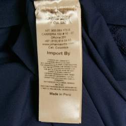 مملوكة مسبقًا Johanna Ortiz Off-White/Navy Blue Knit Sleeveless Fringed Maxi Dress M