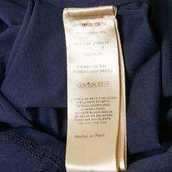 مملوكة مسبقًا Johanna Ortiz Off-White/Navy Blue Knit Sleeveless Fringed Maxi Dress M