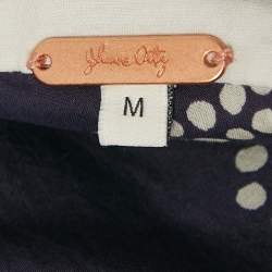 مملوكة مسبقًا فستان جوهانا أورتيز قطن أزرق داكن مطبوع بدون حمالات بتفاصيل ربطة أورليا ديل مار ماكسي مقاس متوسط (ميديوم)