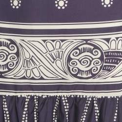 مملوكة مسبقًا فستان جوهانا أورتيز قطن أزرق داكن مطبوع بدون حمالات بتفاصيل ربطة أورليا ديل مار ماكسي مقاس متوسط (ميديوم)