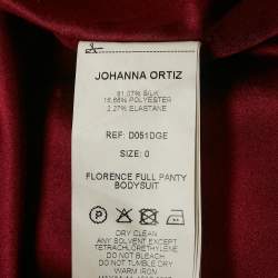 مملوكة مسبقًا Johanna Ortiz Blue Floral Print Silk Blend Bow Detail Bodysuit XS