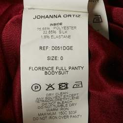 مملوكة مسبقًا Johanna Ortiz Blue Floral Print Silk Blend Bow Detail Bodysuit XS