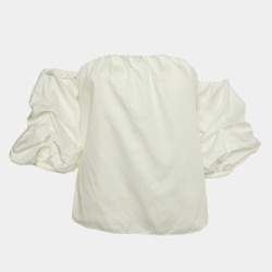Pre Owned Johanna Ortiz White Cotton Tulum Off-the-Shoulder Top M