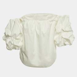 Pre Owned Johanna Ortiz White Cotton Tulum Off-the-Shoulder Top M
