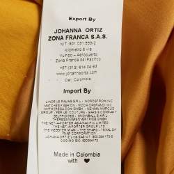 Johanna Ortiz Yellow Poplin Fringe Tiered Midi Dress S