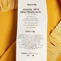 Johanna Ortiz Yellow Poplin Fringe Tiered Midi Dress S