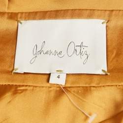 Johanna Ortiz Yellow Poplin Fringe Tiered Midi Dress S