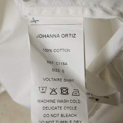 Pre Owned Johanna Ortiz White Cotton Pintuck Detail Shirt S
