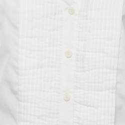 Pre Owned Johanna Ortiz White Cotton Pintuck Detail Shirt S