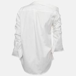 Pre Owned Johanna Ortiz White Cotton Pintuck Detail Shirt S