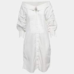 Pre Owned Johanna Ortiz White Cotton Button Front Jo March Dress S