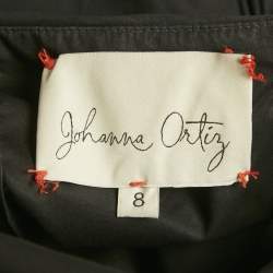 مملوكة مسبقًا Johanna Ortiz Black Ruffled Asymmetric One-Shoulder Top M