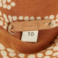 Pre Owned Johanna Ortiz Orange Printed Silk Wrap Detail Maxi Dress L