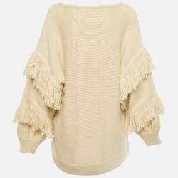 Pre Owned Johanna Ortiz Cream Wool Blend Knit The Message Sweater M