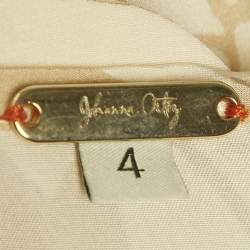 مملوكة مسبقًا فستان جوهانا أورتيز حرير بيج مطبوع مع تفاصيل شراشيب مقاس متوسط (ميديم)