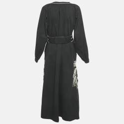 مملوكة مسبقًا فستان جوهانا أورتيز قطن أسود مطرز ماكسي مقاس كبير (لارج)