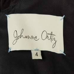 Pre Owned توب جوهانا أورتيز كتف مكشوف مع تفاصيل فيونكة قطن أسود حجم صغير