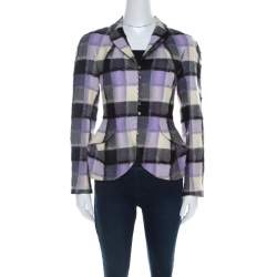 John Galliano Vintage Checkered Wool and Mohair Buttoned Jacket M