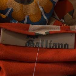 John Galliano Rust Orange Floral Print Silk Camisole Top L