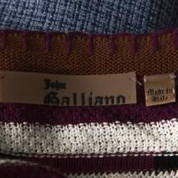 John Galliano Multicolor Striped Crochet knit Sweater L