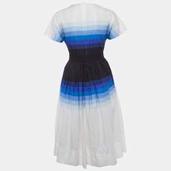 Pre Owned Jonathan Saunders White/Blue Striped Ombre Flared Mini Dress S