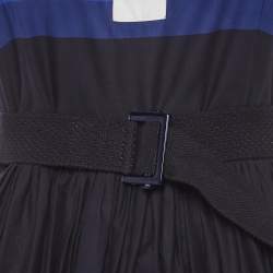 Pre Owned Jonathan Saunders White/Blue Striped Ombre Flared Mini Dress S