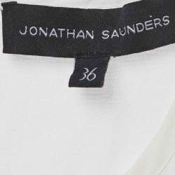 Pre Owned Jonathan Saunders White/Blue Striped Ombre Flared Mini Dress S