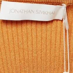 Jonathan Simkhai Brown Rib Knit Cut-Out Detail Crop Top L