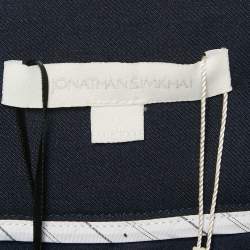 Jonathan Simkhai Navy Blue Side Stripe Gabardine Trousers S