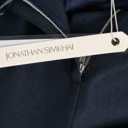 Jonathan Simkhai Navy Blue Side Stripe Gabardine Trousers S