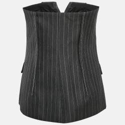 Jonathan Simkhai Charcoal Grey Pinstripe Tailored Bustier M