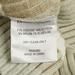 Pre Owned Jonathan Simkhai Beige Peyton Striped Rib Knit Cut-Out Top L