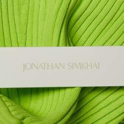 Pre Owned Jonathan Simkhai Lime Green Ribbed A-line Midi Skirt XS