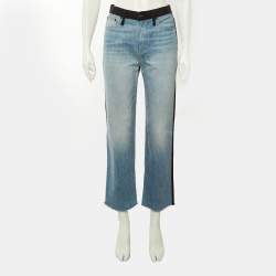 Pre Owned Jonathan Simkhai Blue Two Tone Denim Eliot Boyfriend Jeans M
