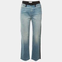 Pre Owned Jonathan Simkhai Blue Two Tone Denim Eliot Boyfriend Jeans M