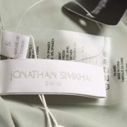 Jonathan Simkhai Sage Green Lurex Knit Ruched Swimsuit S