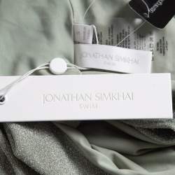 Jonathan Simkhai Sage Green Lurex Knit Ruched Swimsuit S