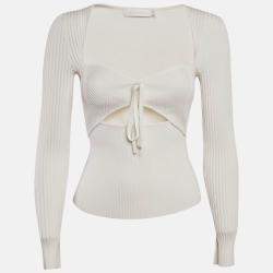 Jonathan Simkhai White Rib Knit Cut-Out Alexia Top S