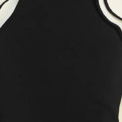 Jonathan Simkhai Black/Cream Crepe Ruffled Detail Dress XS